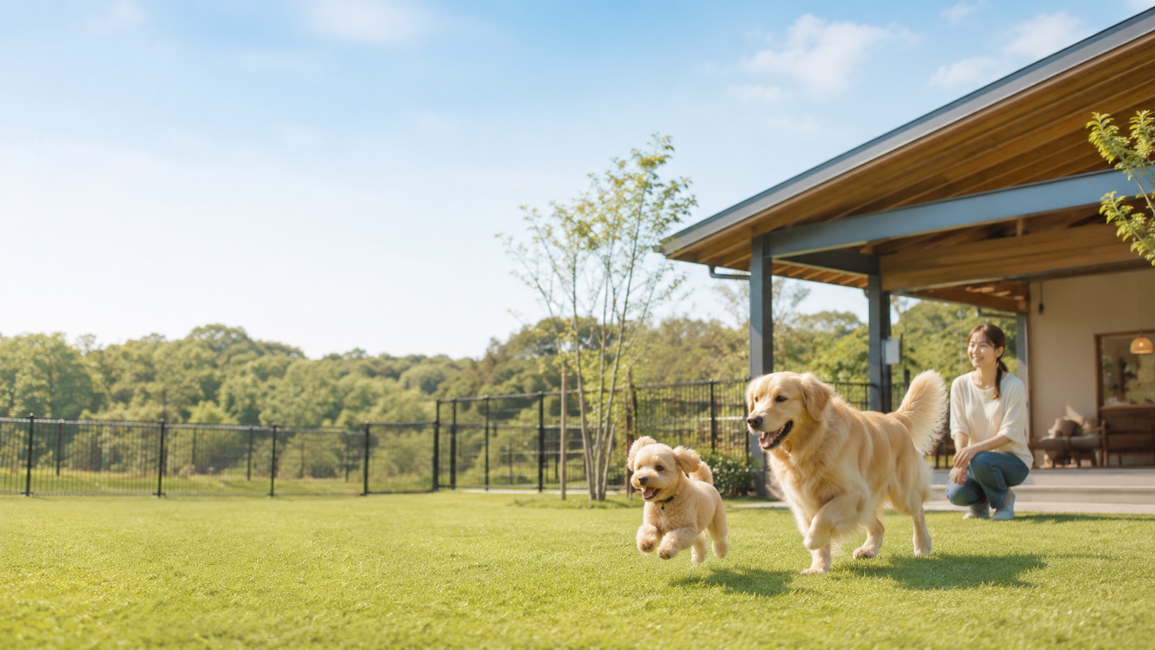 千葉のドッグランで遊ぶ犬たち